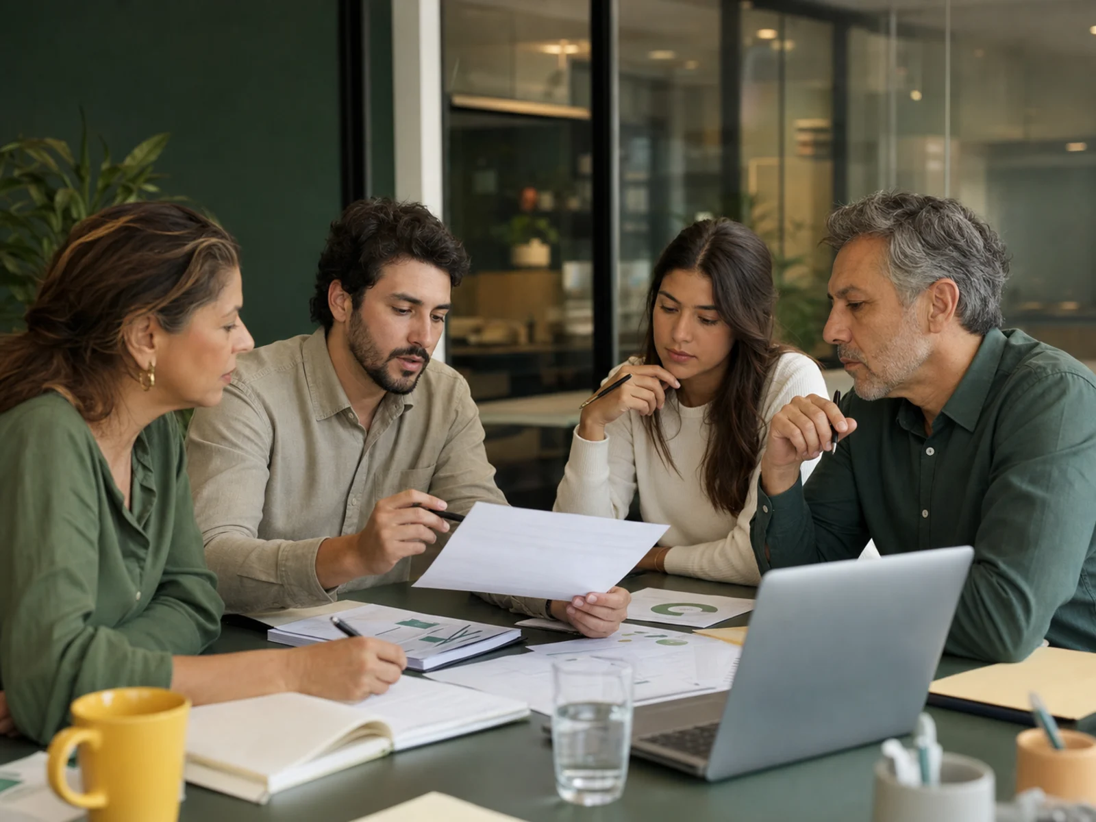 Equipe multidisciplinar da DCR reunida para analisar documentos de um cliente
